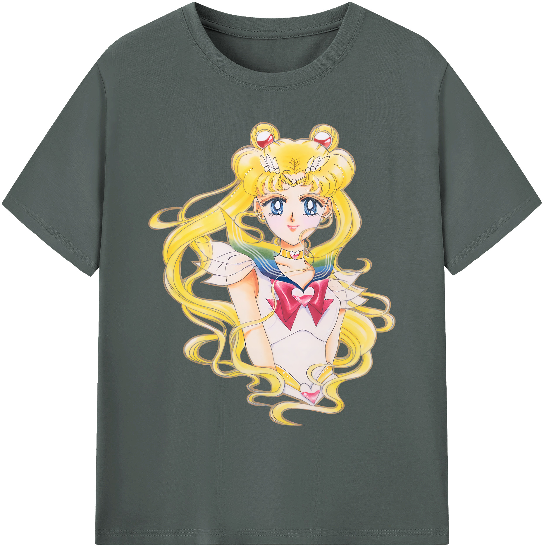 （画像用） 美少女戦士セーラームーン 月野 うさぎ つきの うさぎ Sailor Moon Tsukino Usagi 綿100％ メンズ半袖Tシャツ｜肌触りやわらか＆通気性